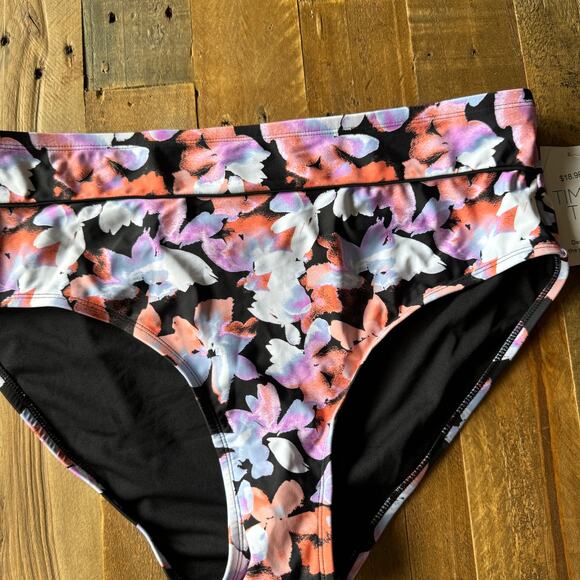 Time and Tru Floral Bikini Bottoms size 1X nwt high waisted full coverage swim - Picture 5 of 5